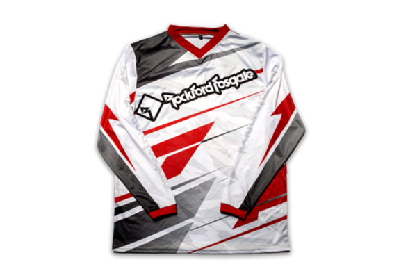  POP-JERSEY19-L / White Mesh Jersey with Red and Black Racing Design-L